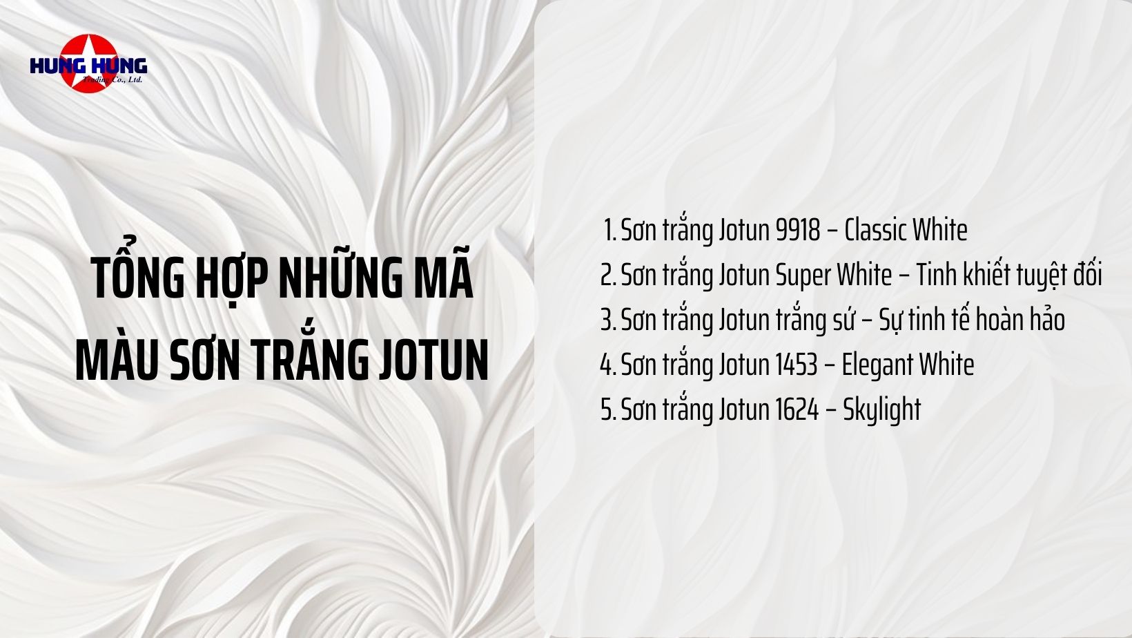 Tổng hợp mã màu sơn trắng Jotun